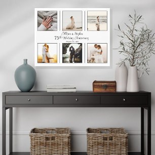 Minimalistisk 6-årsdag för fotot 75:e Bröllop Canvastryck