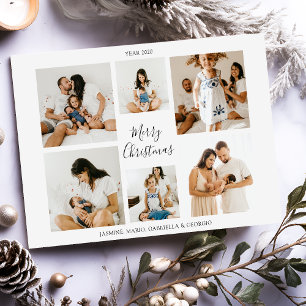 Minimalistisk 6-bilds fotocollage-grid God Jul Julkort
