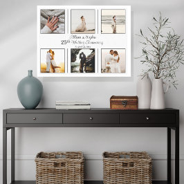 Minimalistisk 6-foto-25:e Bröllop-årsdag Canvas