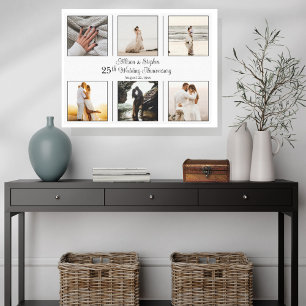Minimalistisk 6-foto-25:e Bröllop-årsdag Canvas