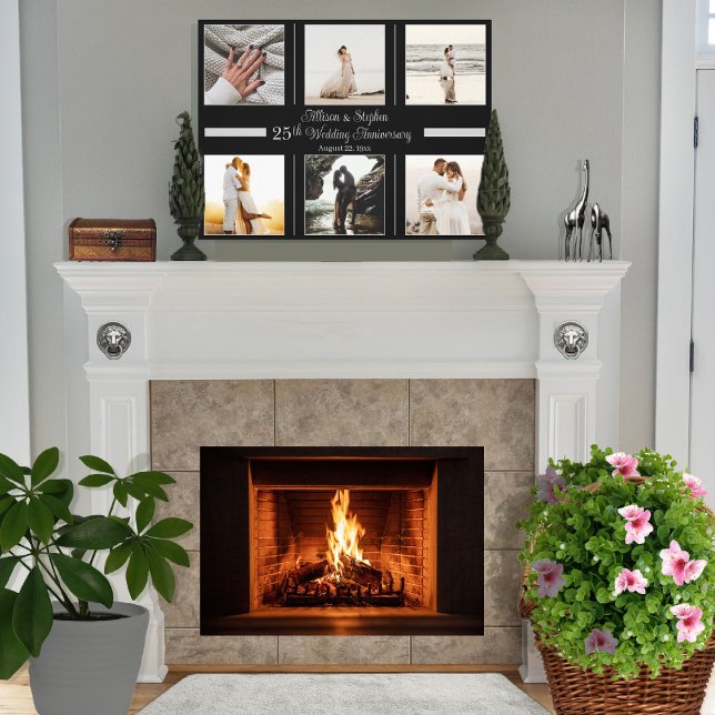 Minimalistisk 6-foto, 25:e Bröllop-årsdagen Canvastryck (Skapare uppladdad)