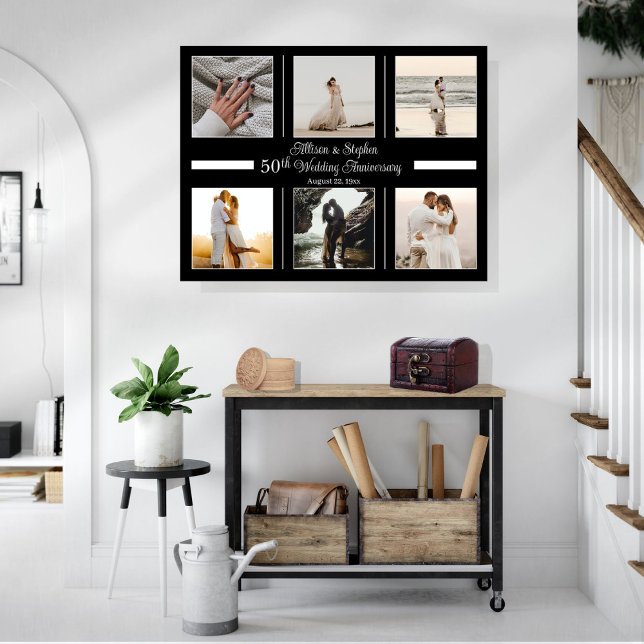 Minimalistisk 6-foto 50-årsdag Bröllop Canvastryck (Skapare uppladdad)