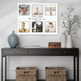 Minimalistisk 6-foto-5:e Bröllop-årsdagen Canvastryck