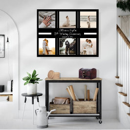 Minimalistisk 6-foto-5:e Bröllop-årsdagen Canvastryck