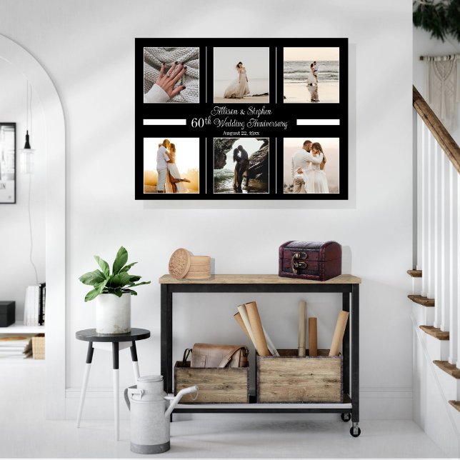 Minimalistisk 6-foto-60:e Bröllop-årsdagen Canvastryck (Skapare uppladdad)