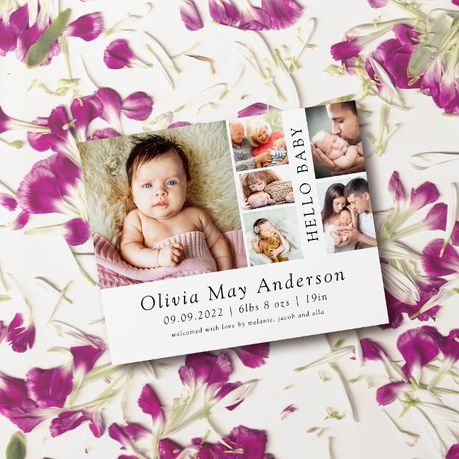 Minimalistisk 6-foto-födelsemeddelande för bebis H Flygblad (Skapare uppladdad)