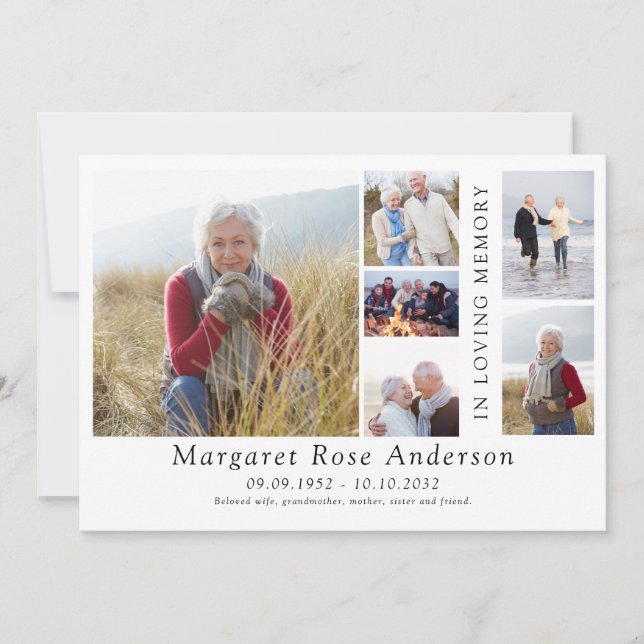 Minimalistisk 6 fotobereavement-Tack Inbjudningar (Framsida)