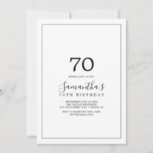 Minimalistisk 70:e födelsedagen inbjudningar