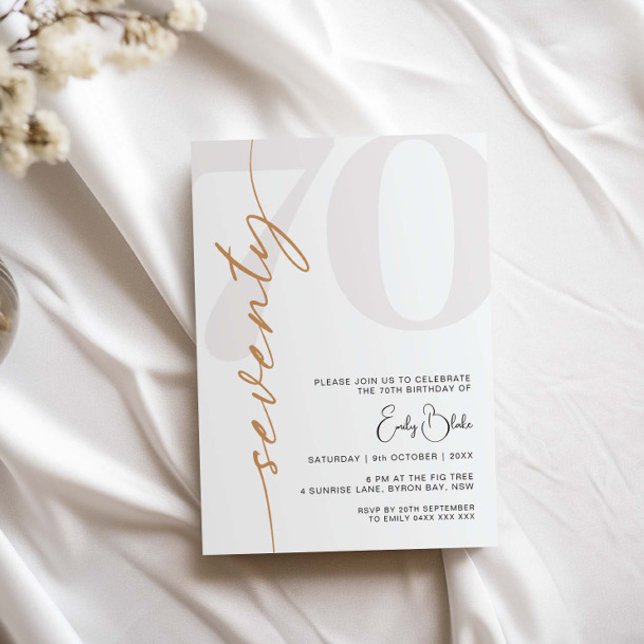 Minimalistisk 70:e Födelsedagsfest inbjudan (Skapare uppladdad)