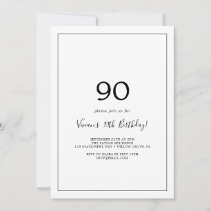 Minimalistisk 90:e Födelsedagsfest Inbjudningar
