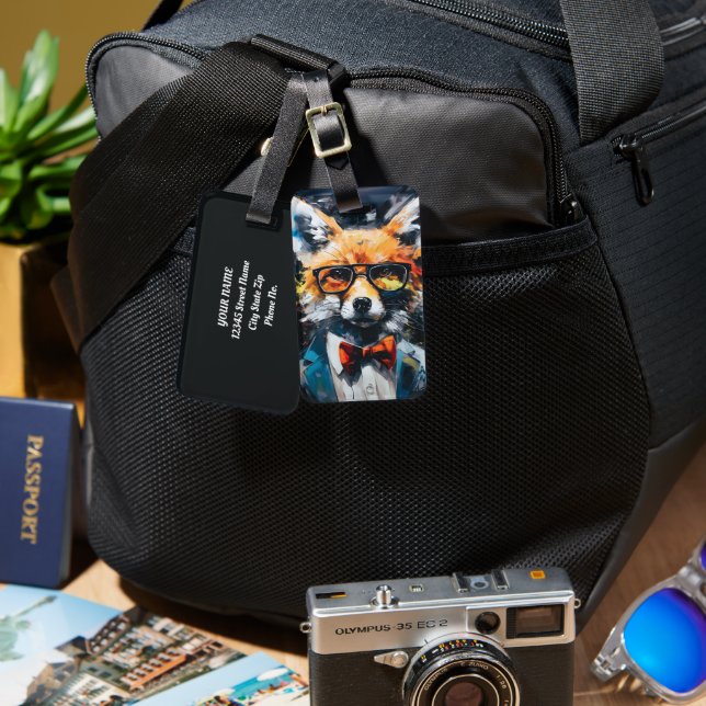 Minimalistisk Abstrakt anpassad räv Bagagebricka (Fram & Baksida)