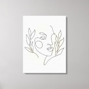 Minimalistisk Abstrakt Ansikte Line Art Canvastryck