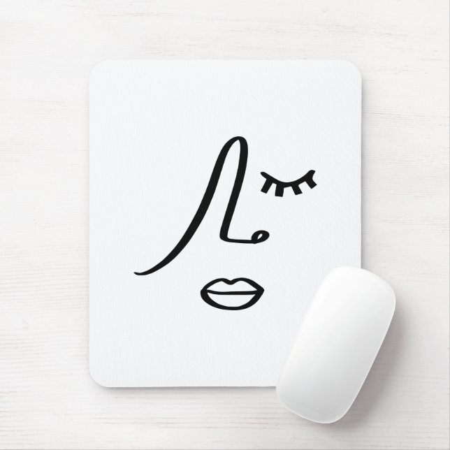 Minimalistisk Abstrakt Ansikte Modern Konst Design Musmatta (Med mus)