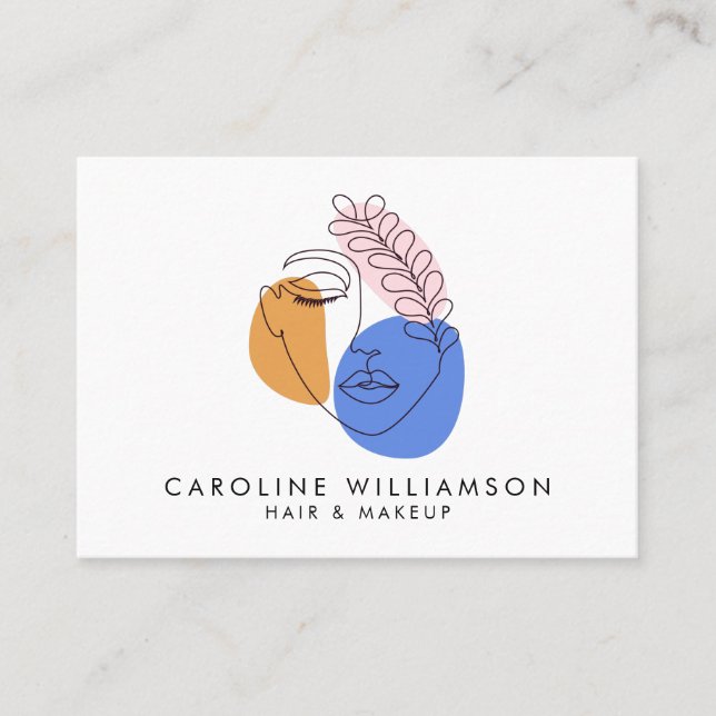 Minimalistisk Abstrakt Ansikte Porträtt Art QR-kod Visitkort (Framsida)