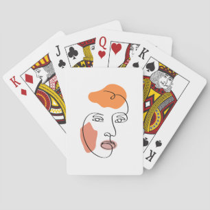 Minimalistisk Abstrakt Ansikte Porträtt Line Art Casinokort