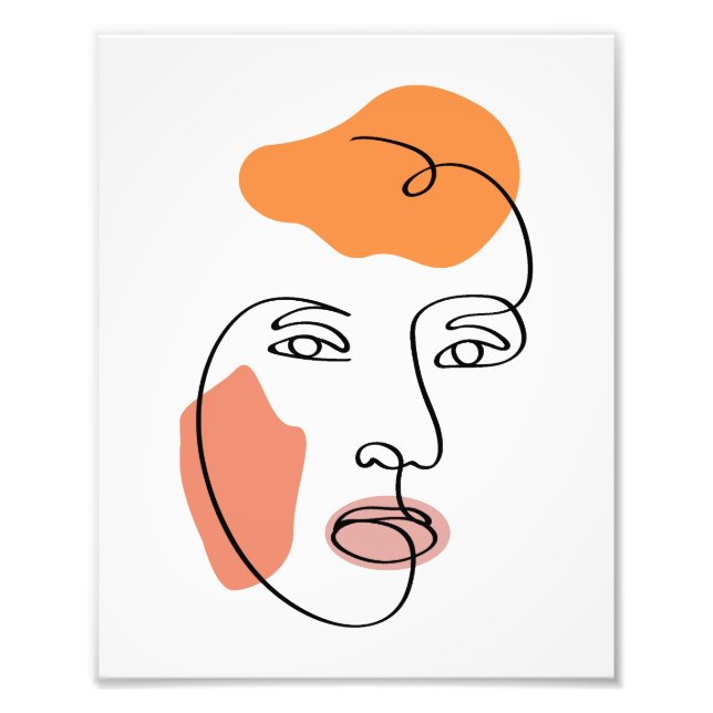 Minimalistisk Abstrakt Ansikte Porträtt Line Art Fototryck (Framsidan)
