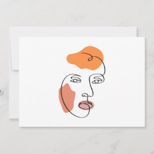 Minimalistisk Abstrakt Ansikte Porträtt Line Art Inbjudningar