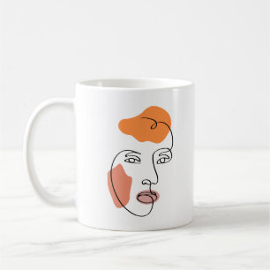 Minimalistisk Abstrakt Ansikte Porträtt Line Art Kaffemugg