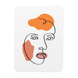 Minimalistisk Abstrakt Ansikte Porträtt Line Art Magnet