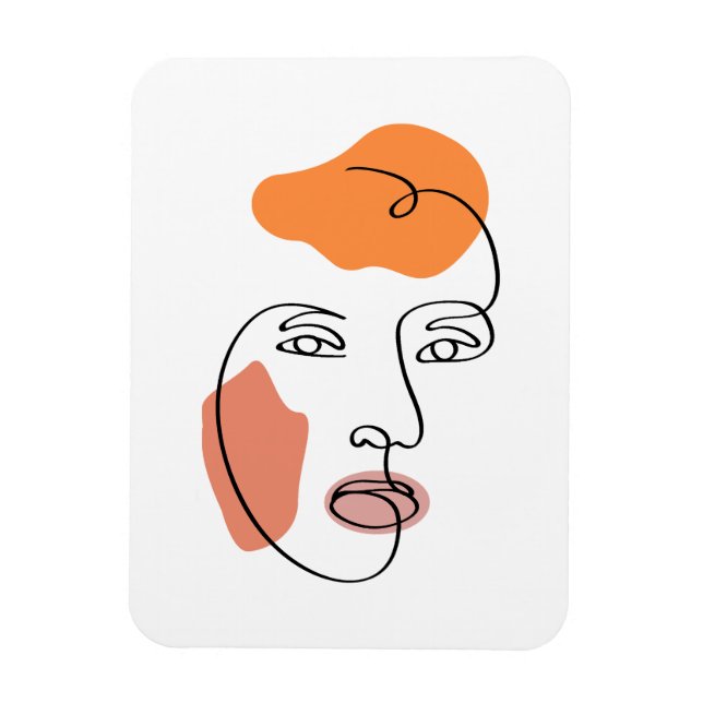 Minimalistisk Abstrakt Ansikte Porträtt Line Art Magnet (Vertikal)