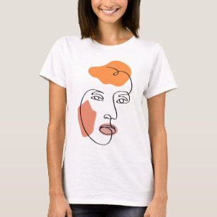 Minimalistisk Abstrakt Ansikte Porträtt Line Art T Shirt