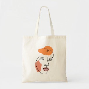 Minimalistisk Abstrakt Ansikte Porträtt Line Art Tygkasse