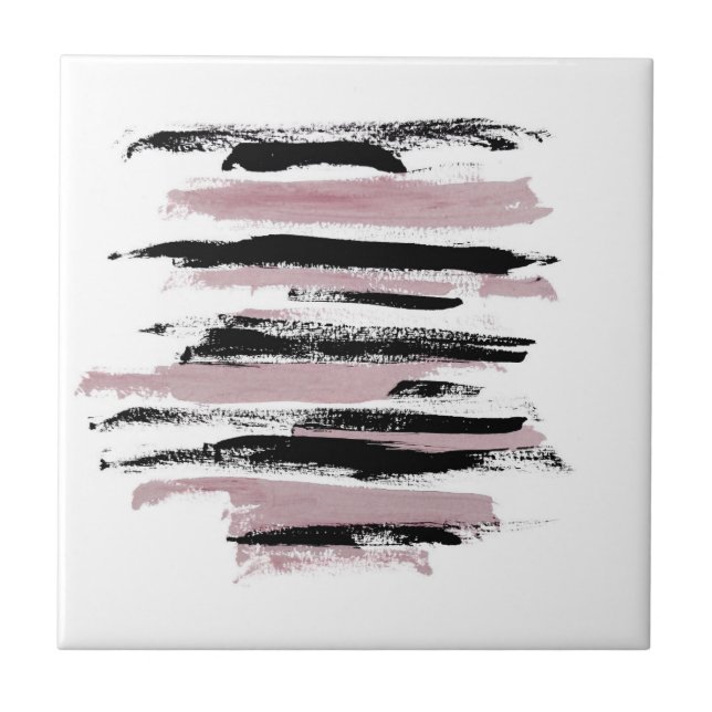 Minimalistisk Abstrakt Art Black White-Rosa Kakelplatta (Framsidan)