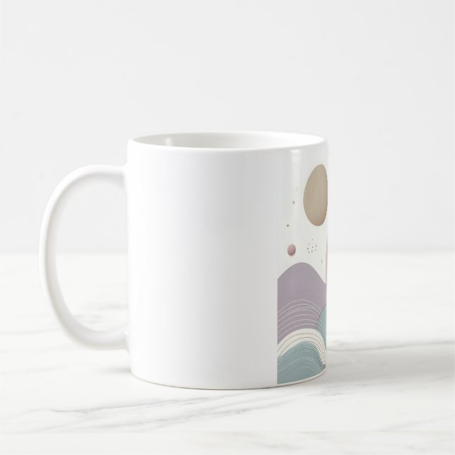 Minimalistisk Abstrakt Art Mugg - Soft Pastel Moti (Vänster)