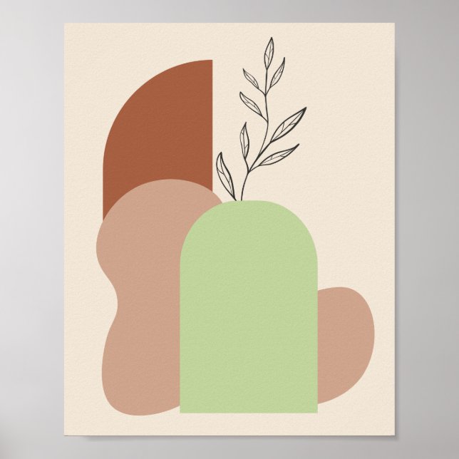 Minimalistisk Abstrakt Båge & Botanisk Väggkonst (Framsidan)