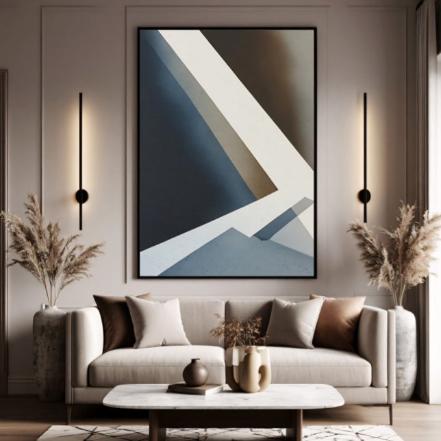 Minimalistisk Abstrakt Blå Grå Beige Canvastryck (Skapare uppladdad)