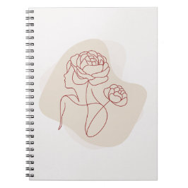 Minimalistisk Abstrakt Blommig Linjekonst  Anteckningsbok