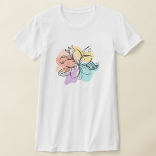 Minimalistisk Abstrakt Blommig Linjekonst T-Shirt