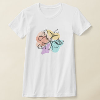 Minimalistisk Abstrakt Blommig Linjekonst T-Shirt
