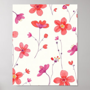 Minimalistisk Abstrakt Blommig Linjekonst Väggpost Poster