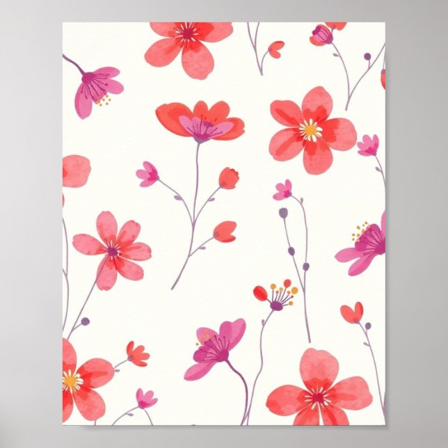 Minimalistisk Abstrakt Blommig Linjekonst Väggpost Poster (Framsidan)