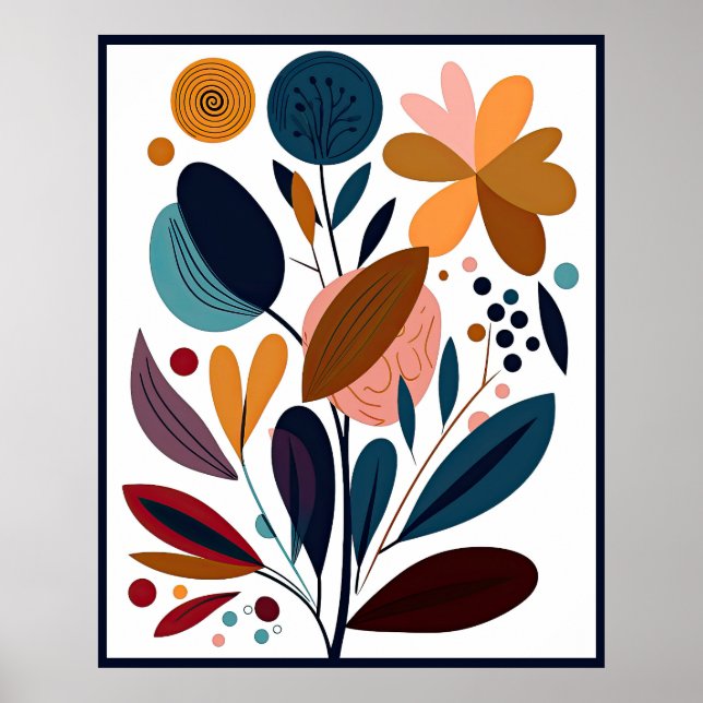 Minimalistisk Abstrakt Boho-Blommigt Poster (Framsidan)