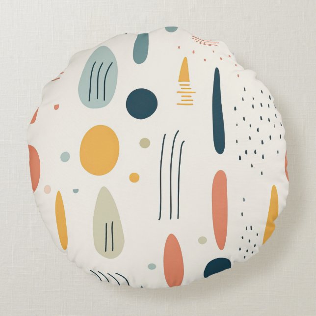 Minimalistisk Abstrakt Boho stil-runda Rund Kudde (Baksidan)