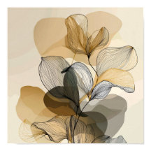 Minimalistisk Abstrakt Botanisk Linjekonst Design