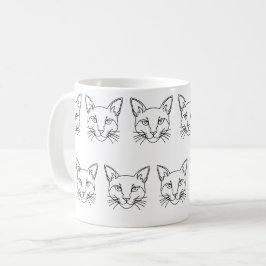 Minimalistisk Abstrakt Cat Line Art Kaffemugg
