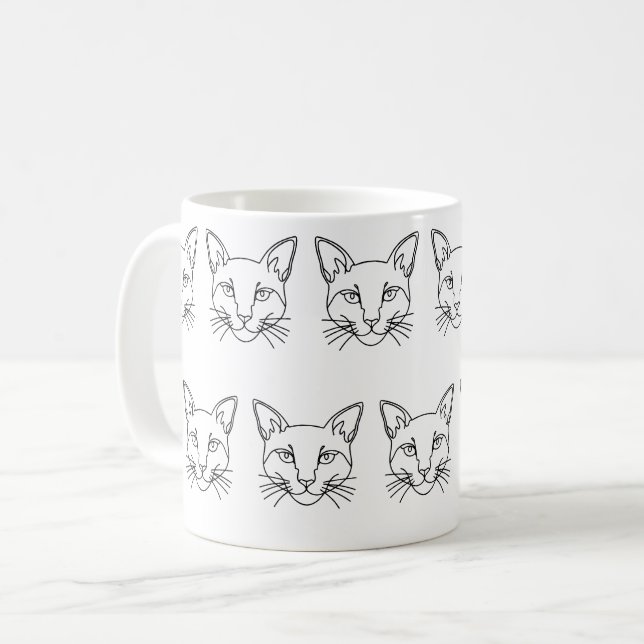 Minimalistisk Abstrakt Cat Line Art Kaffemugg (Framsida vänster)
