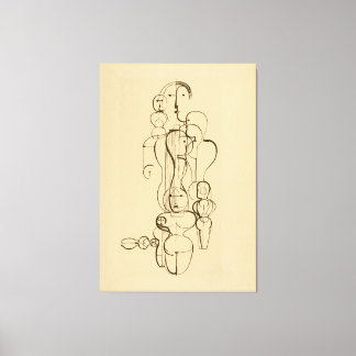 Minimalistisk Abstrakt Figurativ Linjeteckning Vin Canvastryck
