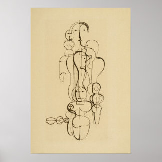 Minimalistisk Abstrakt Figurativ Linjeteckning Vin Poster