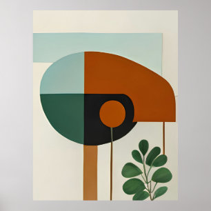 Minimalistisk Abstrakt för fågelform Poster