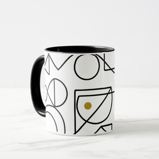 Minimalistisk Abstrakt Geometrisk Linjekonst Mugg (Framsida vänster)