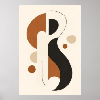 Minimalistisk Abstrakt Geometrisk Tryck | Mid Cent