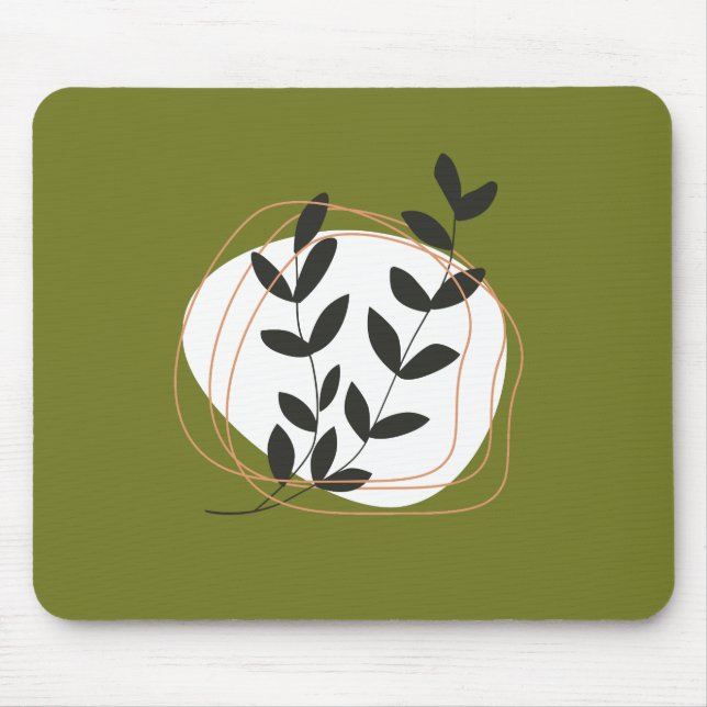 Minimalistisk abstrakt i söt färg Oliv grönt Musmatta (Framsidan)