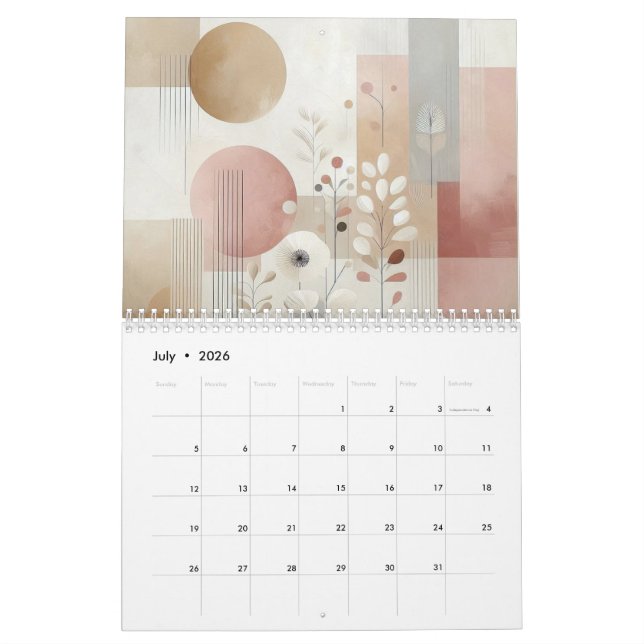 Minimalistisk abstrakt kalender (Jul 2026)