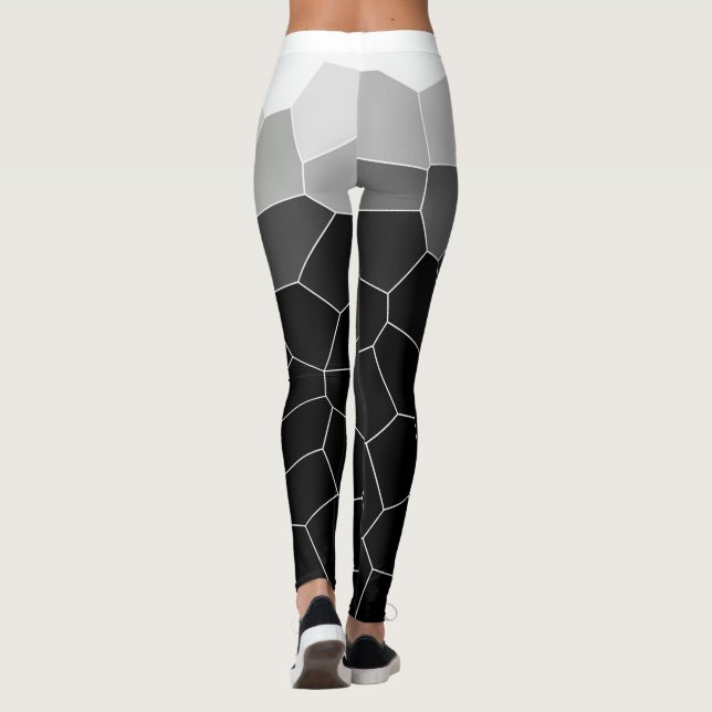 Minimalistisk Abstrakt Konst Grå Vit Cell Leggings (Baksida)