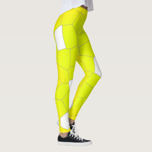 Minimalistisk Abstrakt Konst Gul Grå Vit Celler Leggings