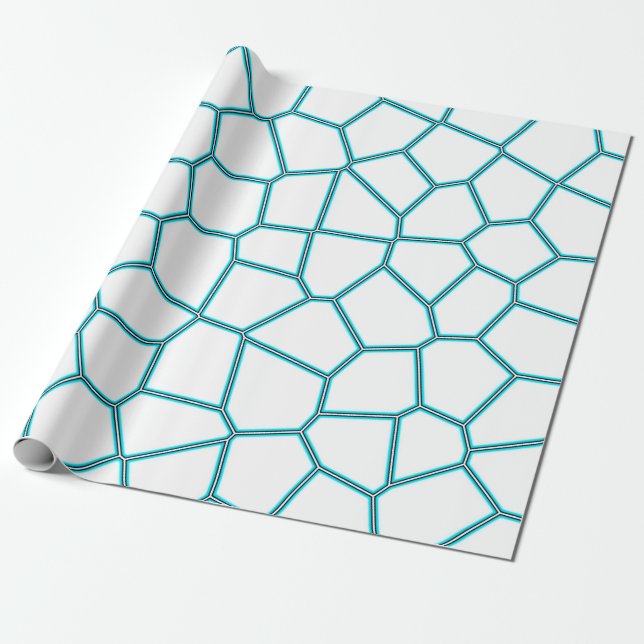 Minimalistisk Abstrakt Konst Ljus Turkos Vita Cell Presentpapper (Utrullad)